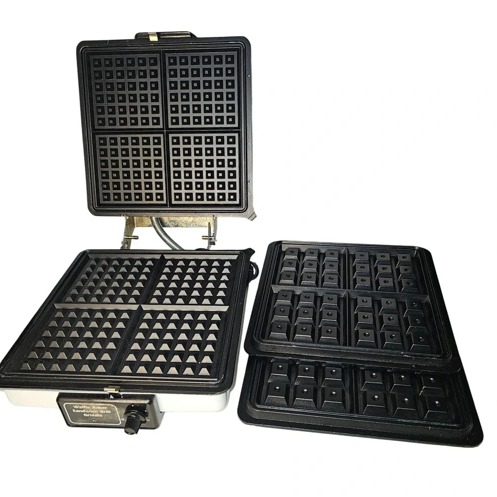 MCM 70s Munsey Waffle Baker Sandwich Grill Griddle White 900W Vintage Made USA